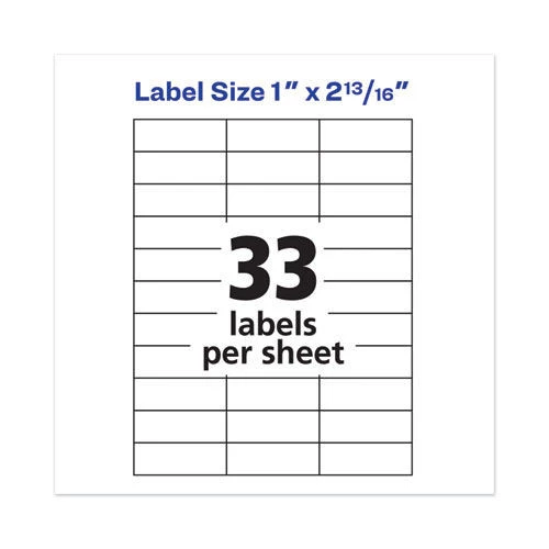Avery 05332 1 In. X 2.81 In. Copier Mailing Labels - White (33-Piece/Sheet 250 Sheets/Box) - Image 3