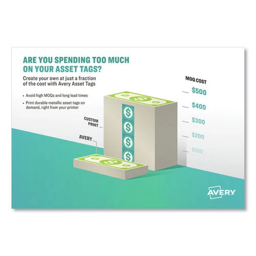 Avery 60531 PermaTrack 0.75 In. X 2 In. Laser Printers Destructible Asset Tag Labels - White (30/Sheet 8 Sheets/Pack) - Image 3