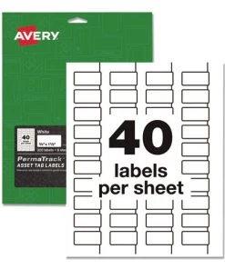 Avery 61525 PermaTrack 0.75 In. X 1.5 In. Durable Asset Tag Labels - White (8 Sheets/Pack, 40/Sheet)