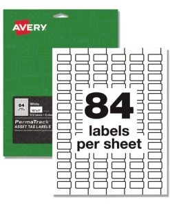 Avery 61527 PermaTrack 0.5 In. X 1 In. Durable Asset Tag Labels - White (8 Sheets/Pack 84/Sheet)
