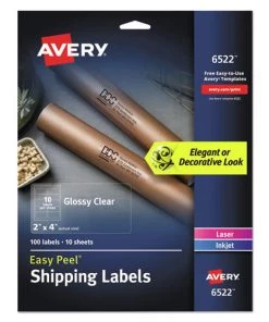 Avery 06522 Easy Peel 2 In. X 4 In. Mailing Labels With Sure Feed Technology - Clear (10 Sheets/Pack, 10/Sheet)