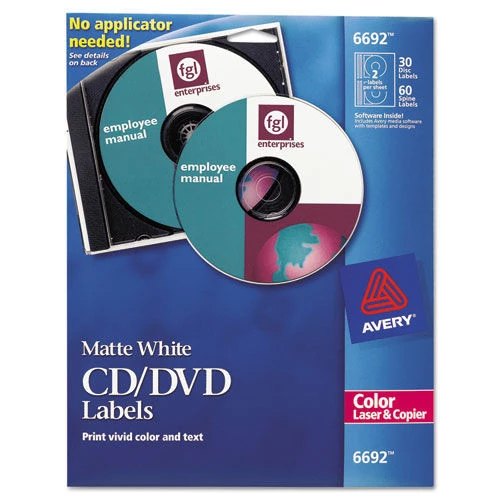 Avery 06692 Laser CD Labels - Matte White (30-Piece/Pack) - Image 3