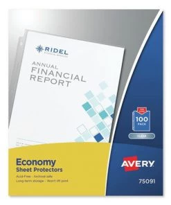 Avery 75091 Economy Gauge Top-Load Sheet Protector - Letter Size, Clear (100/Box)