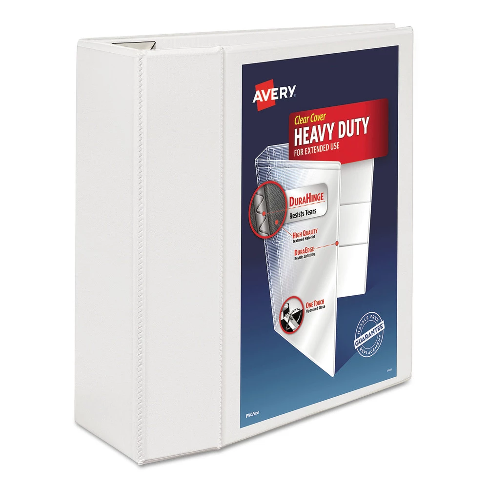 Avery 79106 Heavy Duty 11 In. X 8.5 In. DuraHinge 3 Ring 5 In. Capacity View Binders With One-Touch EZD Rings - White