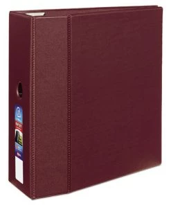 Avery 79366 Heavy-Duty 5 In. Capacity 11 In. X 8.5 In. Non-View Binder With DuraHinge, 3 One Touch Locking EZD Rings And Thumb Notch - Maroon