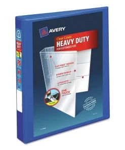 Avery 79772 Heavy-Duty 1 In. Capacity 11 In. X 8.5 In. 3 Ring View Binder With DuraHinge And One Touch EZD Rings - Pacific Blue