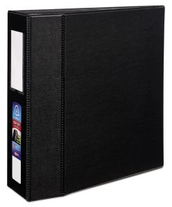 Avery 79994 Heavy Duty 11 In. X 8.5 In. DuraHinge 3 Ring 4 In. Capacity Non- View Binder With One Touch EZD Rings And Spine Label - Black