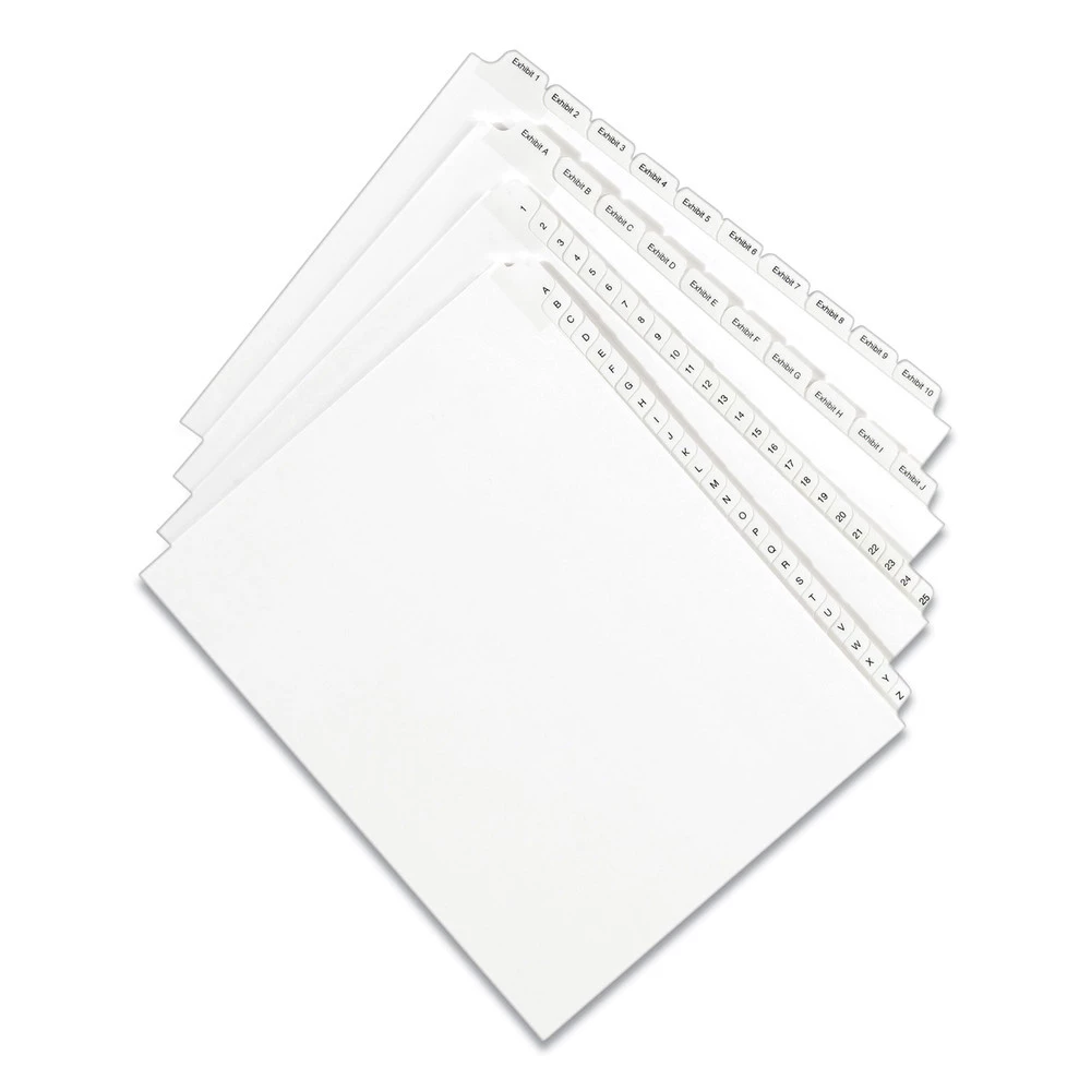 Avery 82204 11 In. X 8.5 In. 10-Tab 6 Tab Titles Preprinted Legal Exhibit Side Tab Allstate Style Index Dividers - White (25-Piece/Pack) - Image 2