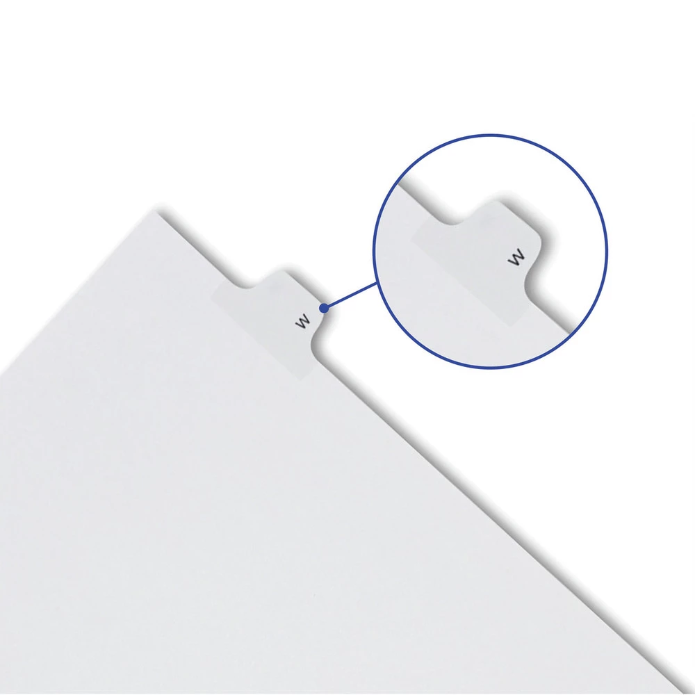Avery 82204 11 In. X 8.5 In. 10-Tab 6 Tab Titles Preprinted Legal Exhibit Side Tab Allstate Style Index Dividers - White (25-Piece/Pack) - Image 5