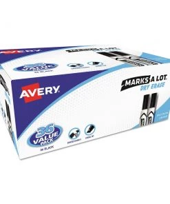 Avery 98207 Marks A Lot Broad Chisel Tip Desk-Style Dry Eraser Markers - Black (36/Pack)