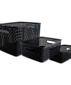 Advantus 40329 13.63 In. X 10.75 In. X 9 In. Weave Bins - Black (3/Pack)