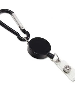 Advantus 76349 Metal Badge Reel And Carabineer With 24 In. Extension - Black (5-Piece/Pack)