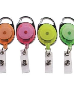 Advantus 91119 30 In. Extension, Carabiner-Style Retractable ID Card Reel - Assorted Neon (20/Pack)