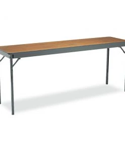 Barricks CL1872-WA 72 In. X 18 In. X 30 In. Special Size Rectangular Folding Table - Walnut/Black