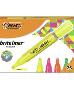 BIC BLMG36AST Brite Liner Tank-Style Chisel Tip Highlighter Value Pack - Assorted Colors (36-Piece/Pack)