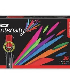 BIC GPMM36AST Intensity Chisel Tip Permanent Markers - Assorted Colors (36-Piece/Pack)