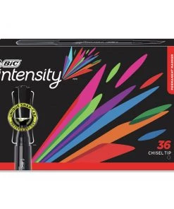 BIC GPMM36BK Intensity Broad Chisel Tip Permanent Marker Value Pack - Black (36-Piece/Pack)