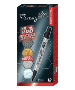 BIC PMIPK11-BK Intensity Metal Pro Fine Tip Black Ink Permanent Markers (1-Dozen)