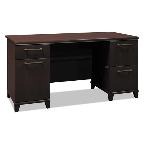 Bush 2960MCA2-03 Enterprise Collection 60 In. X 28.63 In. X 29.75 In. Double Pedestal Desk - Mocha Cherry