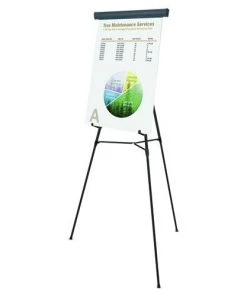 MasterVision FLX05101MV Telescoping Tripod Display Easel, Adjusts 38-in To 69-in High, Metal, Black