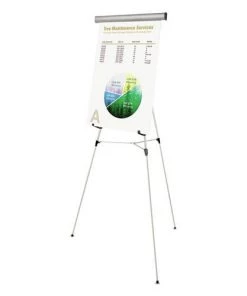 MasterVision FLX05102MV Telescoping Tripod Display Easel, Adjusts 38-in To 69-in High, Metal, Silver