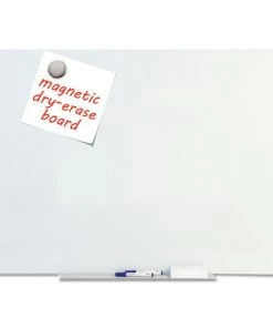 MasterVision GL070101 36 In. X 24 In. Magnetic Glass Dry Erase Board - Opaque White