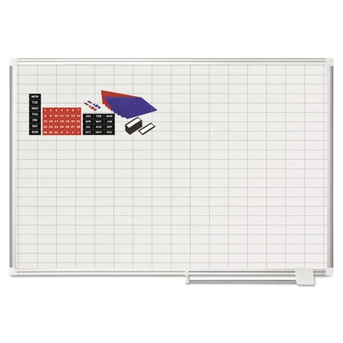 MasterVision MA0592830A 48 In. X 36 In., 1 In. X 2 In. Grid, Grid Planning Board With Accessories - White/Silver - Image 4