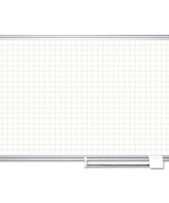 MasterVision MA2747830 1 In. X 1 In. Gridded 72 In. X 48 In. Magnetic Steel Planner Board - White/Silver