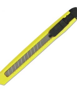 Boardwalk BWKUKNIFE75 Straight-Edged Snap-Off Blade Retractable Knife - Yellow