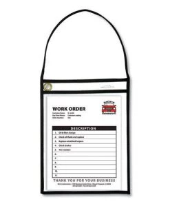 C-Line 41922 75 Sheet Capacity 1-Pocket 9 In. X 12 In. Shop Ticket Holder With Strap - Black (15/Box)