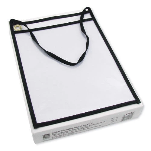 C-Line 41922 75 Sheet Capacity 1-Pocket 9 In. X 12 In. Shop Ticket Holder With Strap - Black (15/Box) - Image 3