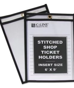 C-Line 46069 50 Sheets 6 In. X 9 In. Shop Ticket Holders Stitched - Clear (25/Box)