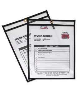 C-Line 46912 75 Sheets 9 In. X 12 In. Stitched Shop Ticket Holders - Clear (25/Box)