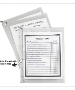C-Line 48117 Zip 'N Go 1 In. Capacity 2 Section 10 In. X 13 In. Reusable Envelope With Outer Pocket - Clear (3/Pack)