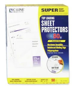 C-Line 61003 11 In. X 8-1/2 In. 2 In. Super Heavyweight Polypropylene Sheet Protectors - Clear (50/Box)