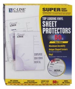 C-Line 61018 8.5 In. X 11 In. 2 In. Sheet Capacity Nonglare Super Heavyweight Vinyl Sheet Protectors - Clear (50/Box)