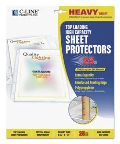 C-Line 62020 11 In. X 8-1/2 In. 50 In. High Capacity Polypropylene Sheet Protectors - Clear (25/Box)