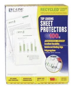 C-Line 62029 11 In. X 8-1/2 In. 2 In. Recycled Polypropylene Sheet Protectors - Reduced Glare (100/Box)