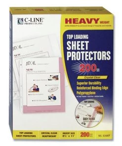 C-Line 62097 11 In. X 8-1/2 In. 2 In. Heavyweight Polypropylene Sheet Protectors - Clear (200/Box)