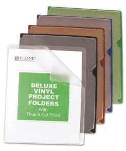 C-Line 62150 Deluxe Letter Size Vinyl Project Folders - Assorted Colors (35/Box)