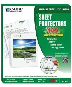 C-Line 62617 2 In. Sheet Capacity 8.5 In. X 11 In. Polypropylene Sheet Protectors - Clear (100/Box)
