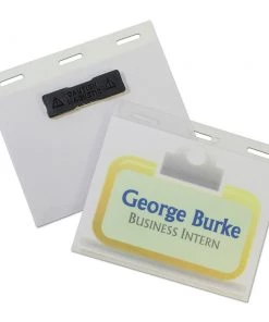 C-Line 92843 Magnetic 3 In. X 4 In. Self-Laminating Name Badge Holder Kit - Clear (20-Piece/Box)