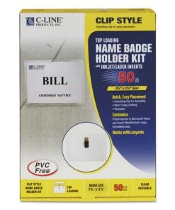 C-Line 95523 3-1/2 In. X 2-1/4 In. Top Load, Name Badge Kits - Clear (50/Box)