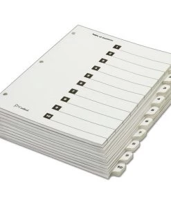 Cardinal 61033 11 In. X 8.5 In. 1-10, 10-Tab, QuickStep OneStep Printable Table Of Contents And Dividers - White (24/Box)