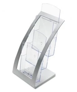 Deflecto 693645 6.75 In. X 6.94 In. X 13.31 In. 3-Tier Leaflet Size Literature Holder - Silver