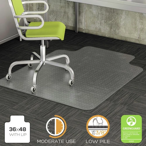 Deflecto CM13113COM Duramat Moderate Use Chair Mat, Low Pile Carpet, Roll, 36 X 48, Lipped, Clear