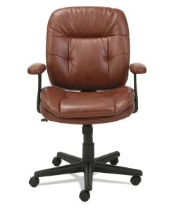 OIF OIFST4859 Swivel/Tilt Leather Task Chair (Fixed T-Bar Arms/ Chestnut Brown)