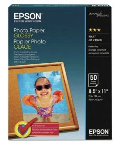 Epson S041271 Glossy Photo Paper, 8.5 X 11, Glossy White, 100/pack
