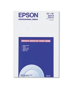 Epson S041327 Premium Photo Paper, 10.4 Mil, 13 X 19, Semi-Gloss White, 20/pack