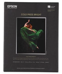 Epson S042307 8-1/2 In. X 11 In. Textured Matte Cold Press Bright Fine Art Paper - White (25/Pack)